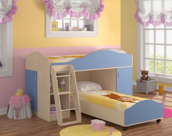 Детская кровать-чердак низкая Дюймовочка 5.1 - 23165