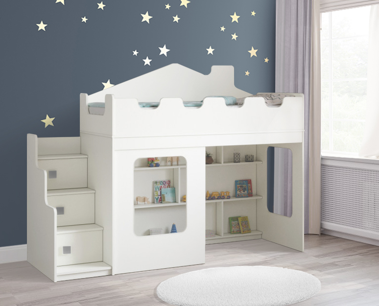 картинка Кровать-домик чердак Л-Д43.3.1 с окном магазин PolKomoda.ru Каталог Кровать-домик чердак Л-Д43.3.1 с окном от магазина ПолКомода.РУ