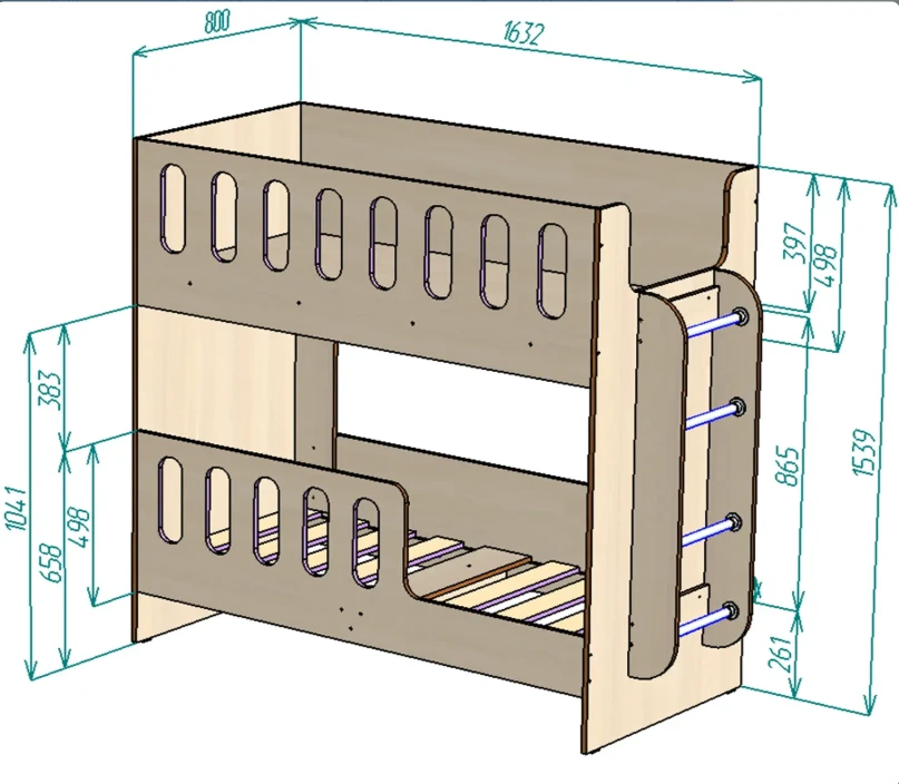 Каталог  Нестандарт Двухъярусная кровать ДС-20 80*160 от магазина ПолКомода.РУ