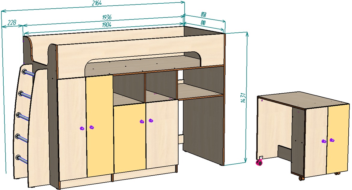 Каталог Нестандарт Кровать чердак Астра 11 от магазина ПолКомода.РУ