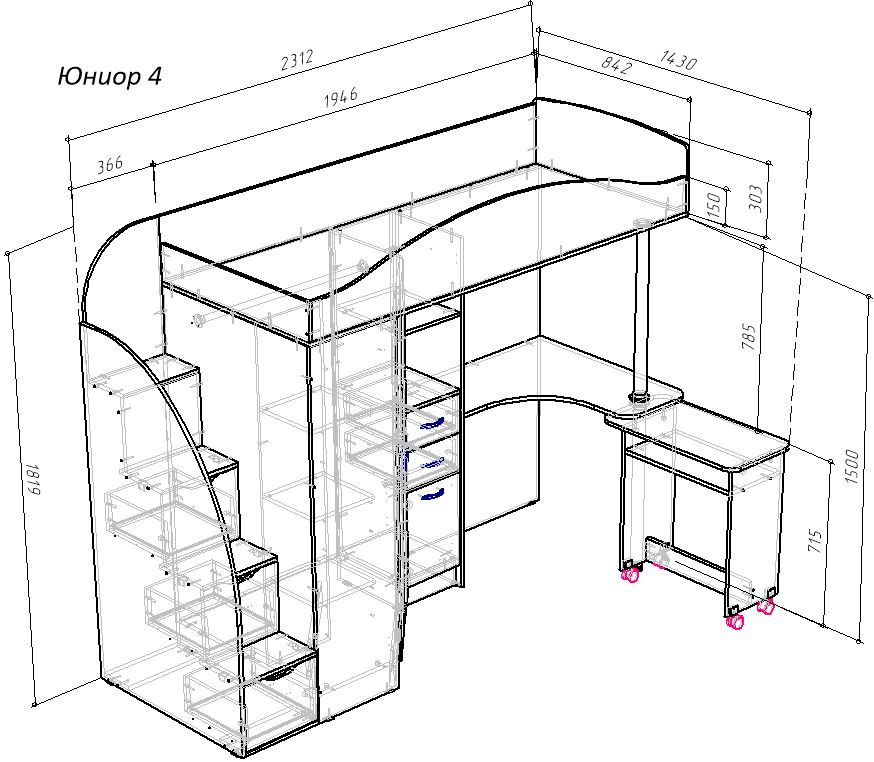 Кровать чердак юниор 4 схема сборки