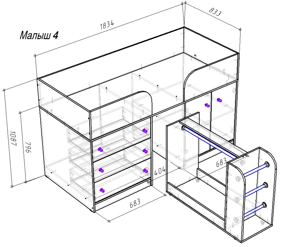 Кровать чердак малыш 4 схема сборки