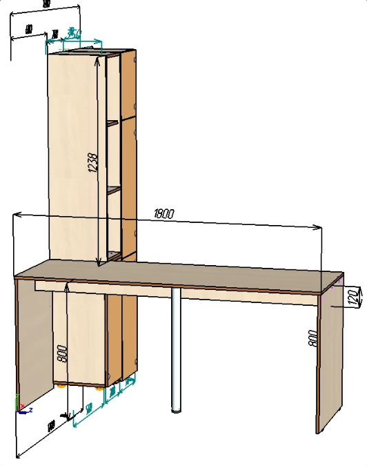 Каталог Нестандарт Стол письменный со стеллажом 1200х1800 от магазина ПолКомода.РУ
