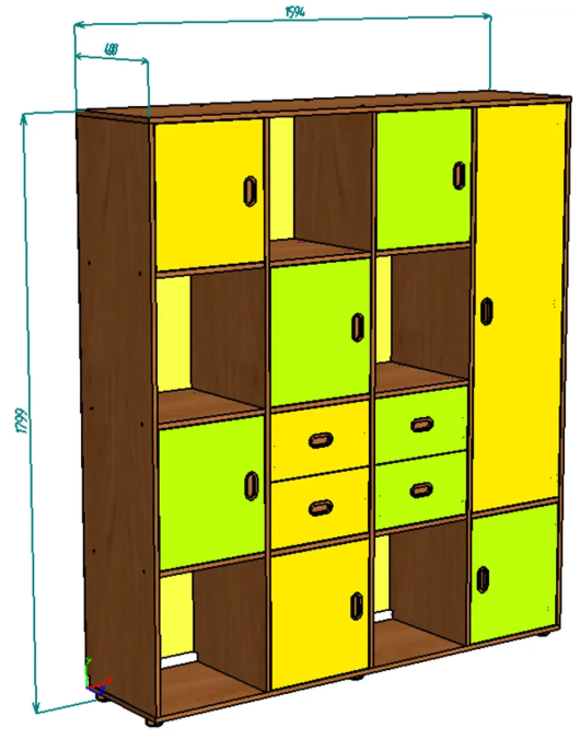 Каталог Нестандарт Стеллаж Джери 2 с врезными ручками от магазина ПолКомода.РУ