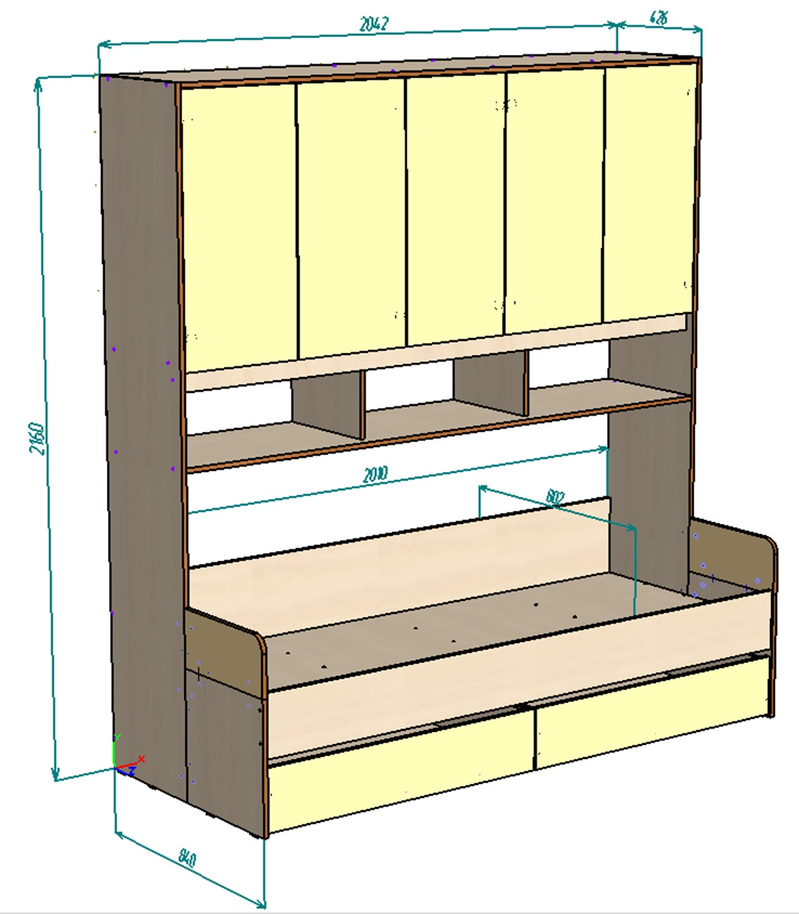 Каталог Нестандарт Кровать Формула мебели Дельта Next с антресолью 21.05 от магазина ПолКомода.РУ