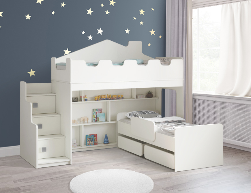 картинка Двухъярусная кровать-домик Л-Д43.3.2 магазин PolKomoda.ru Каталог Двухъярусная кровать-домик Л-Д43.3.2 от магазина ПолКомода.РУ