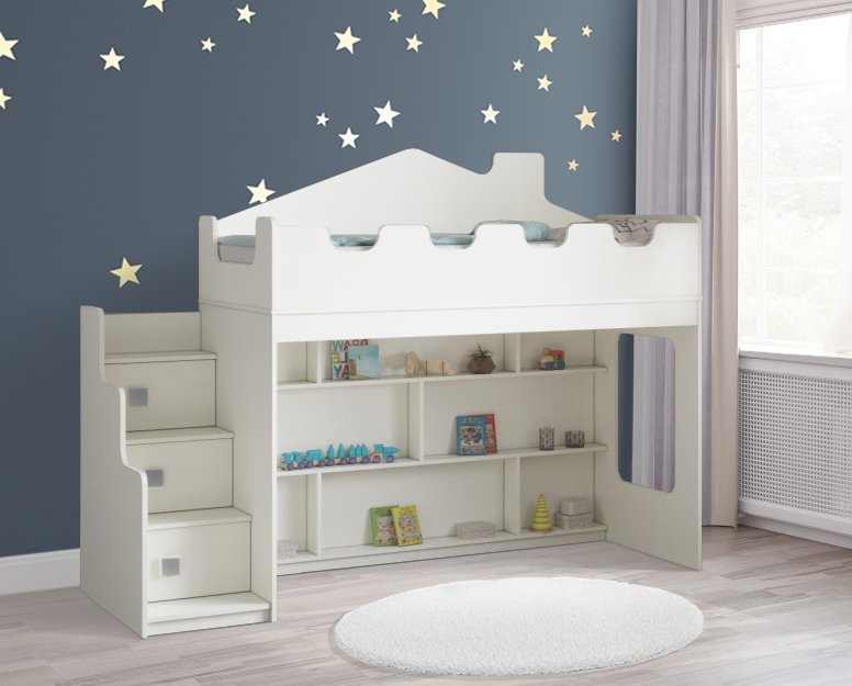 картинка Кровать-домик чердак Л-Д43.3.1 магазин PolKomoda.ru Каталог Кровать-домик чердак Л-Д43.3.1 от магазина ПолКомода.РУ