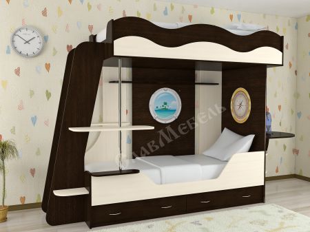 Каталог Кровать детская двухъярусная Кораблик-2 от магазина ПолКомода.РУ