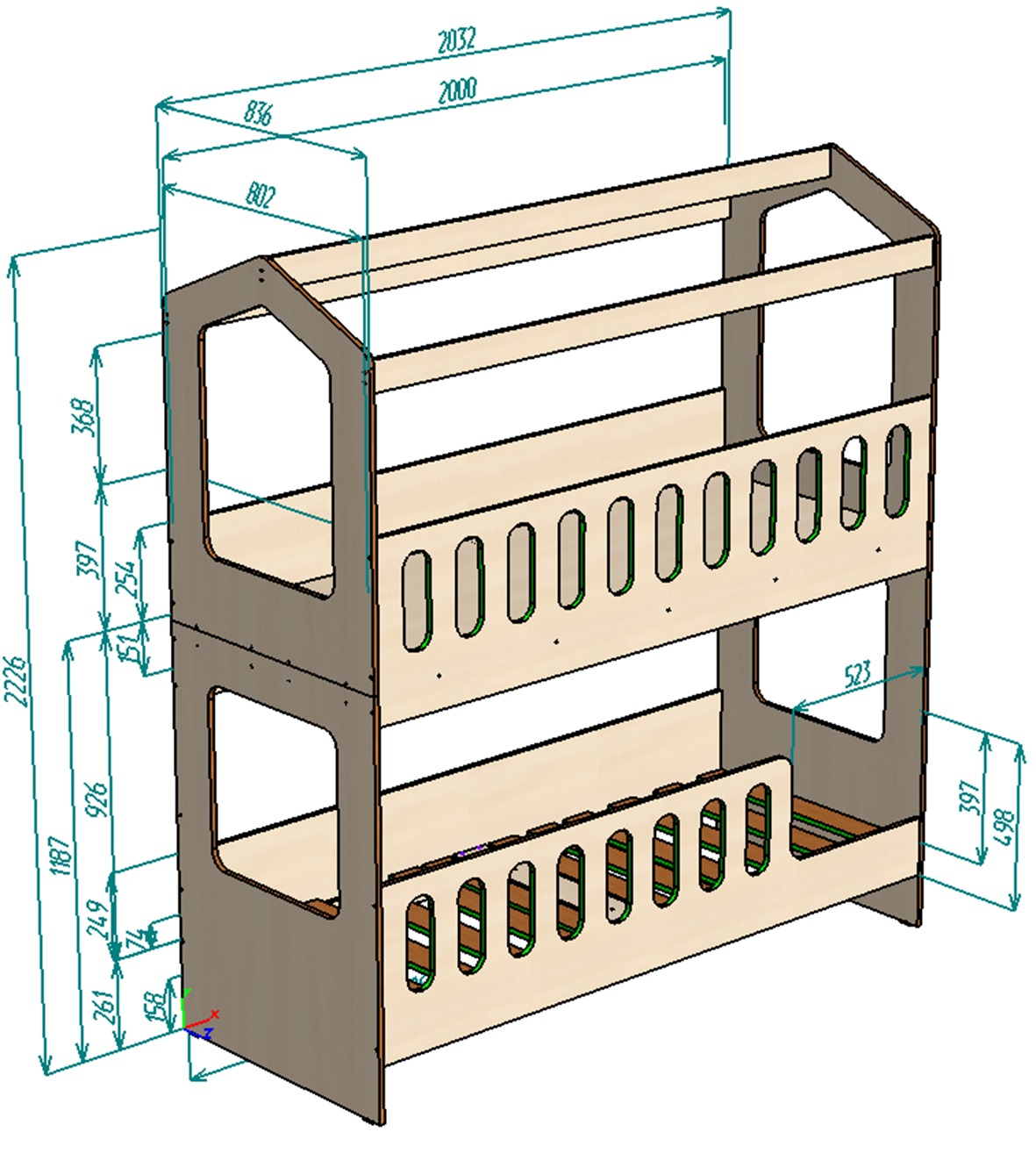 Каталог Нестандарт Двухъярусная кровать ДС-17 80х200 от магазина ПолКомода.РУ