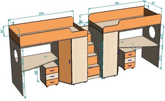 Нестандарт Двухъярусная кровать Л-4.5 90х190 - 85000