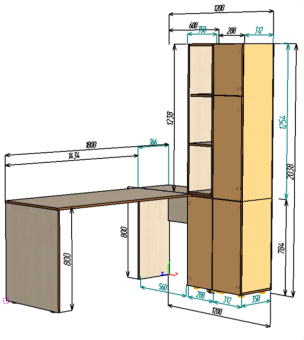 Нестандарт Стол письменный со стеллажом 1200х1800 - 