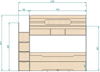 Нестандарт Трехъярусная кровать БИГ 80х190 - 45000