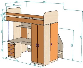Нестандарт Кровать чердак Аракс 90х200 - 59500