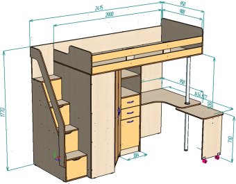 Нестандарт Кровать чердак Мийа 90х200 - 48000