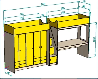  Нестандарт Двухъярусная кровать Л-CE606-604 - 74725