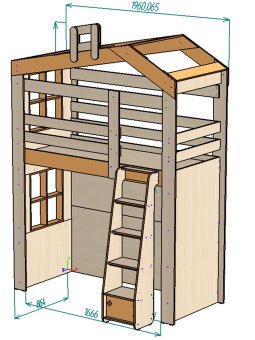Нестандарт Кровать-чердак ДС-34 с фронтальной лестницей - 37200