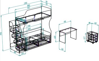  Нестандарт Двухъярусная кровать Дуэт-5 с лестницей комодом 75*176/75*166 - 54000