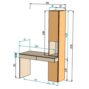  Нестандарт Стол письменный со стеллажом 1216 - 19375