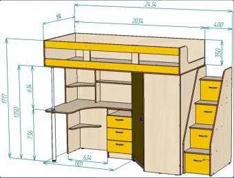  Нестандарт Кровать чердак Пионер 90х200 - 50800