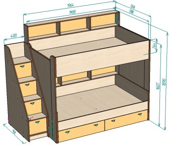  Нестандарт Двухъярусная кровать Голден кидс 10 120*190 - 70000