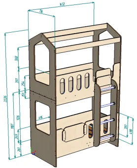  Нестандарт Двухъярусная кровать Домик Сказка ДС-17 - 34000