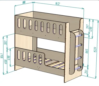  Нестандарт Двухъярусная кровать ДС-20 80*160 - 31660