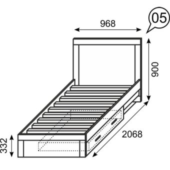 Кровать одинарная 900 мод.5 Ультра - 11654