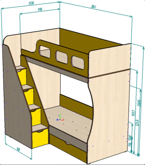 Нестандарт Кровать двухъярусная Умка-6 90х200 - 