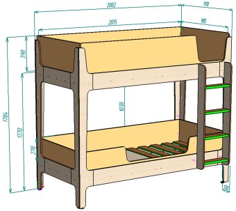 Нестандарт Кровать двухъярусная Лотос 90х200 - 33000