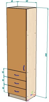 Нестандарт Пенал закрытый КИВи 50х40 Три Кита - 16900