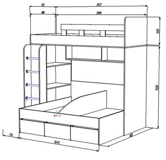 Кровать Тройняшка - 35200