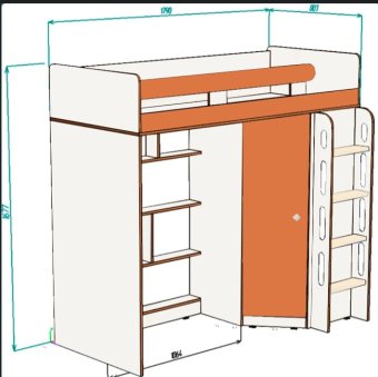 Нестандарт Кровать чердак Л-В601.2  - 35600