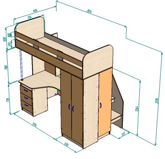 Нестандарт Кровать чердак Аракс 75*200 - 48000