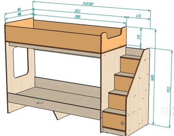 Нестандарт Двухъярусная кровать Л-Д602.3 80х200  - 26750