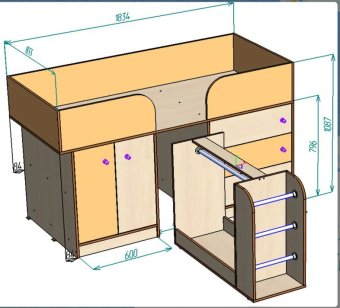  Нестандарт Кровать чердак Малыш 4 - 31650