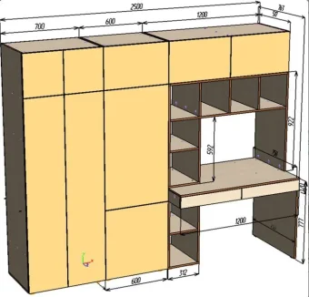 Нестандарт Стол письменный со стеллажом и шкафом 2500 - 63000